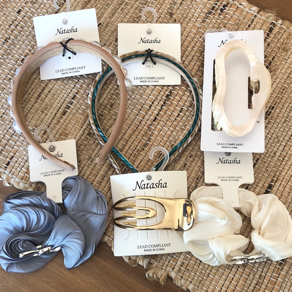 Natasha Hair Accessory Set - silver, Taupe, Cream, Gold